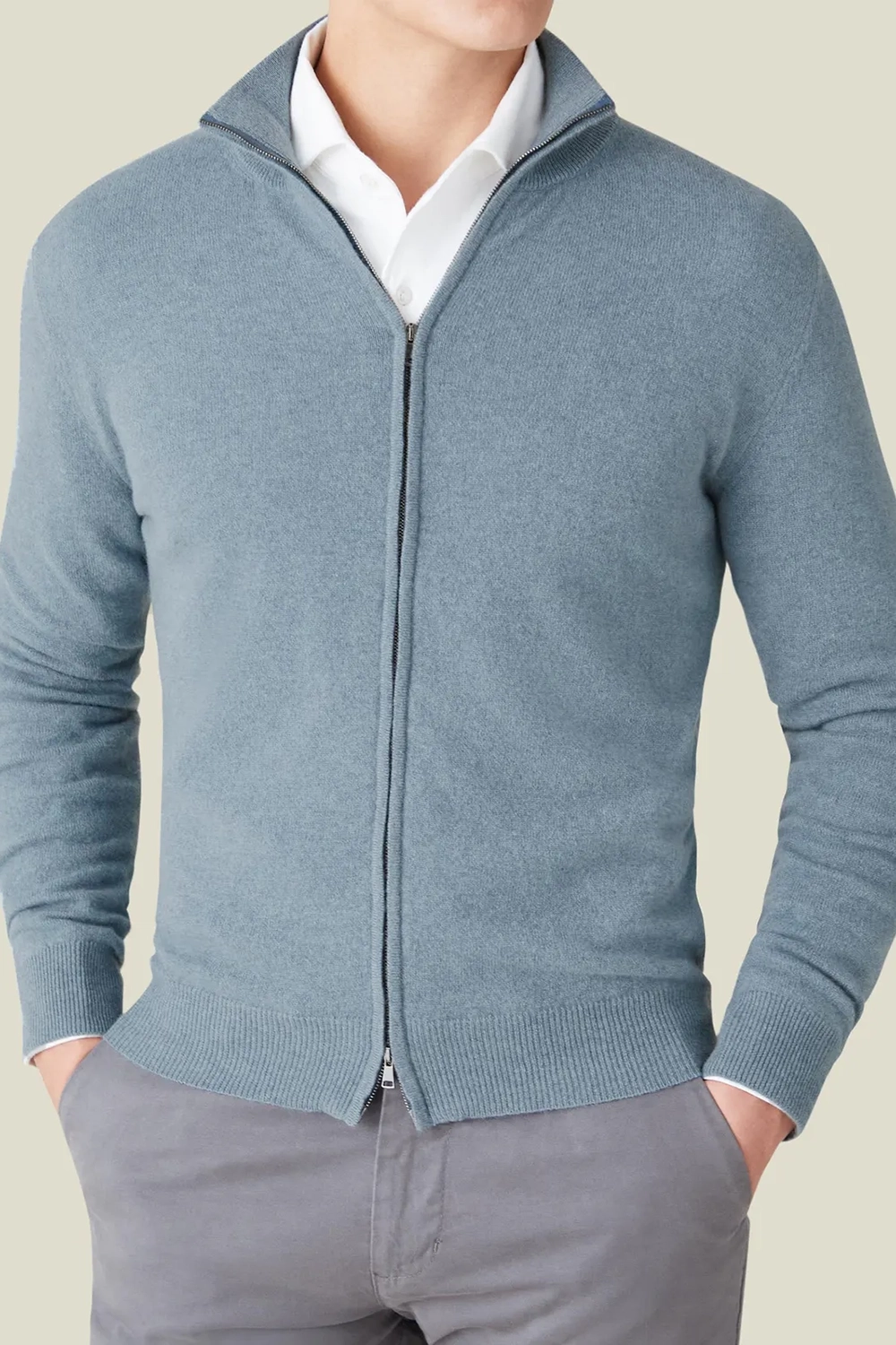 Ribbed Funnel Collar Cardigan