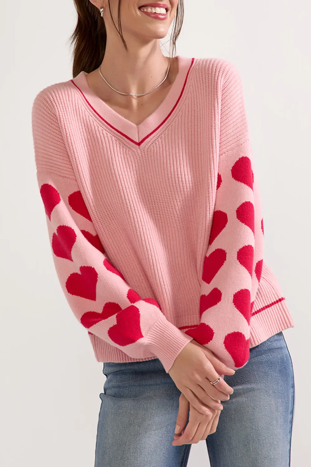 Deloris Heart Sleeve Pullover Sweater