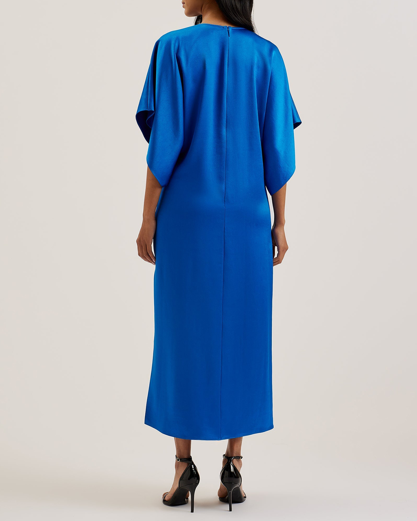 Navala Batwing Sleeve Side Split Midi Dress Blue