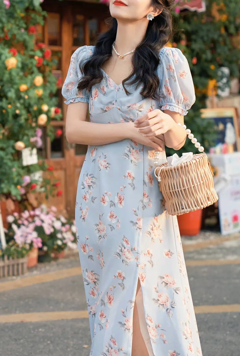 Medora Dress - Blue Floral