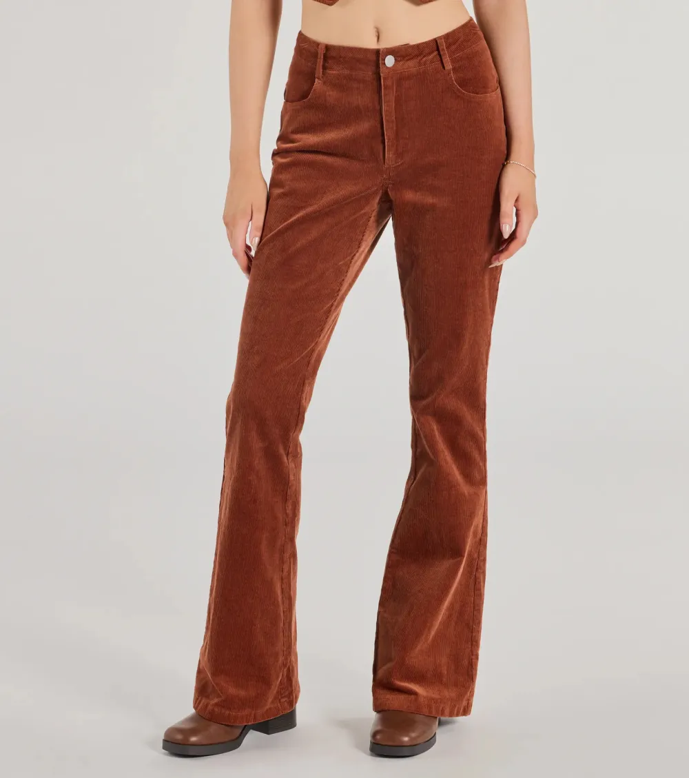 Retro Chic Corduroy High-Rise Flare Pants