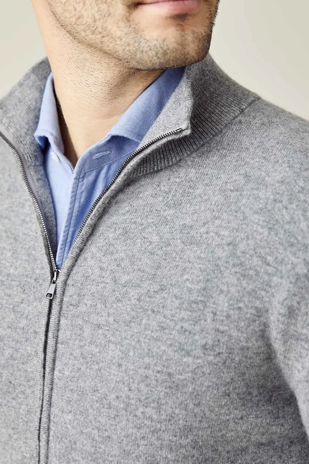 Ribbed Funnel Collar Cardigan