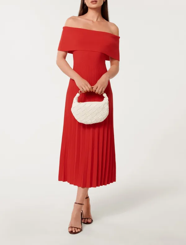 Skye Bardot Knit Midi Dress