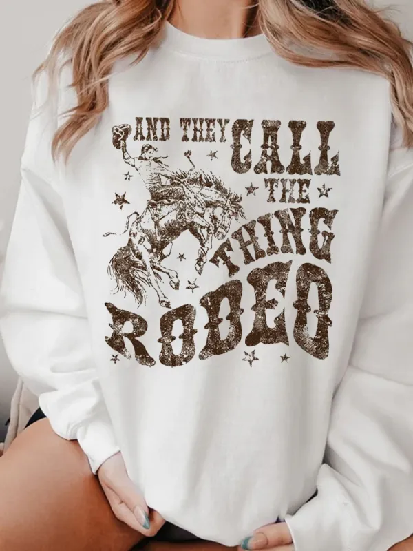 Durable Wild West denim printed round neck sweatshirt