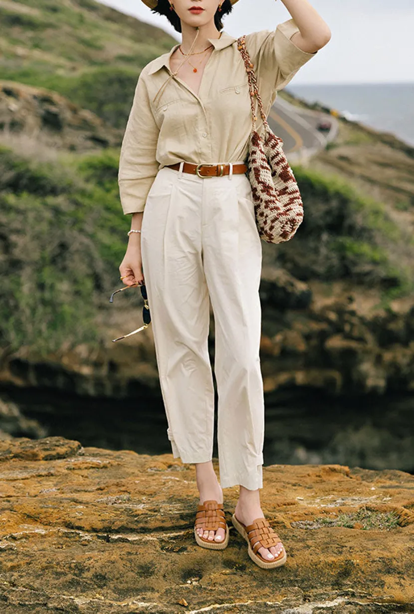 Antoine Linen Blouse - Beige