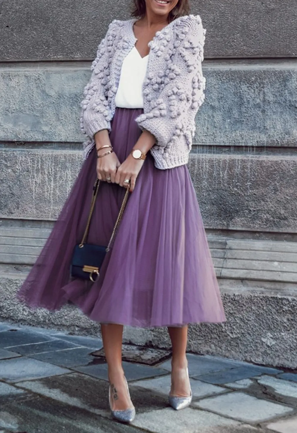 MY SECRET GARDEN TULLE MAXI SKIRT IN PURPLE