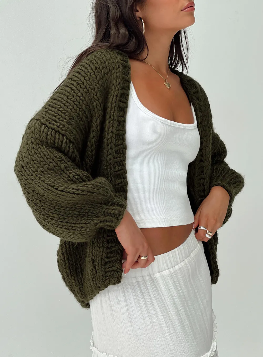 Lester Knit Cardigan Olive