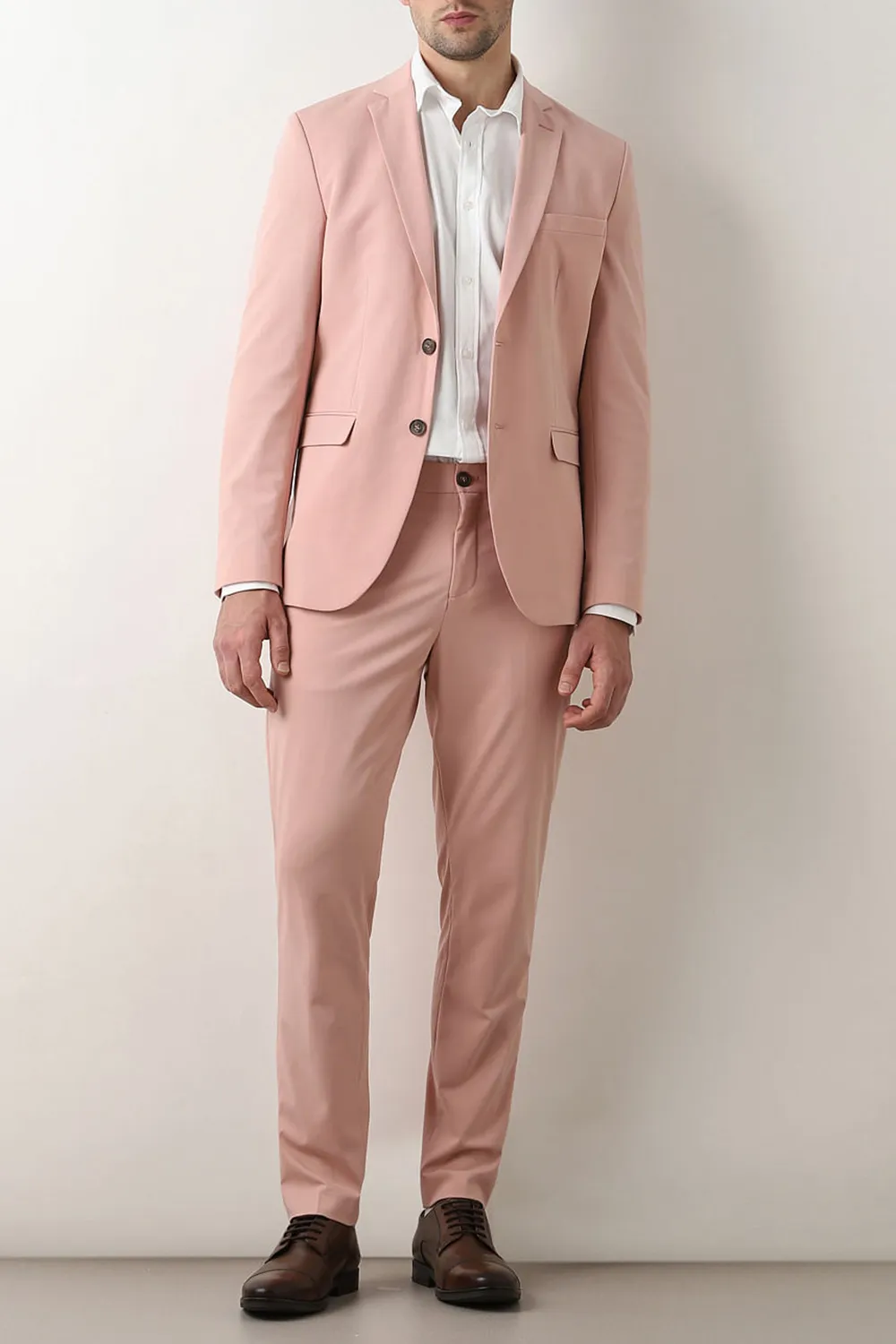 Pink Single Breasted Suit-Set Blazer