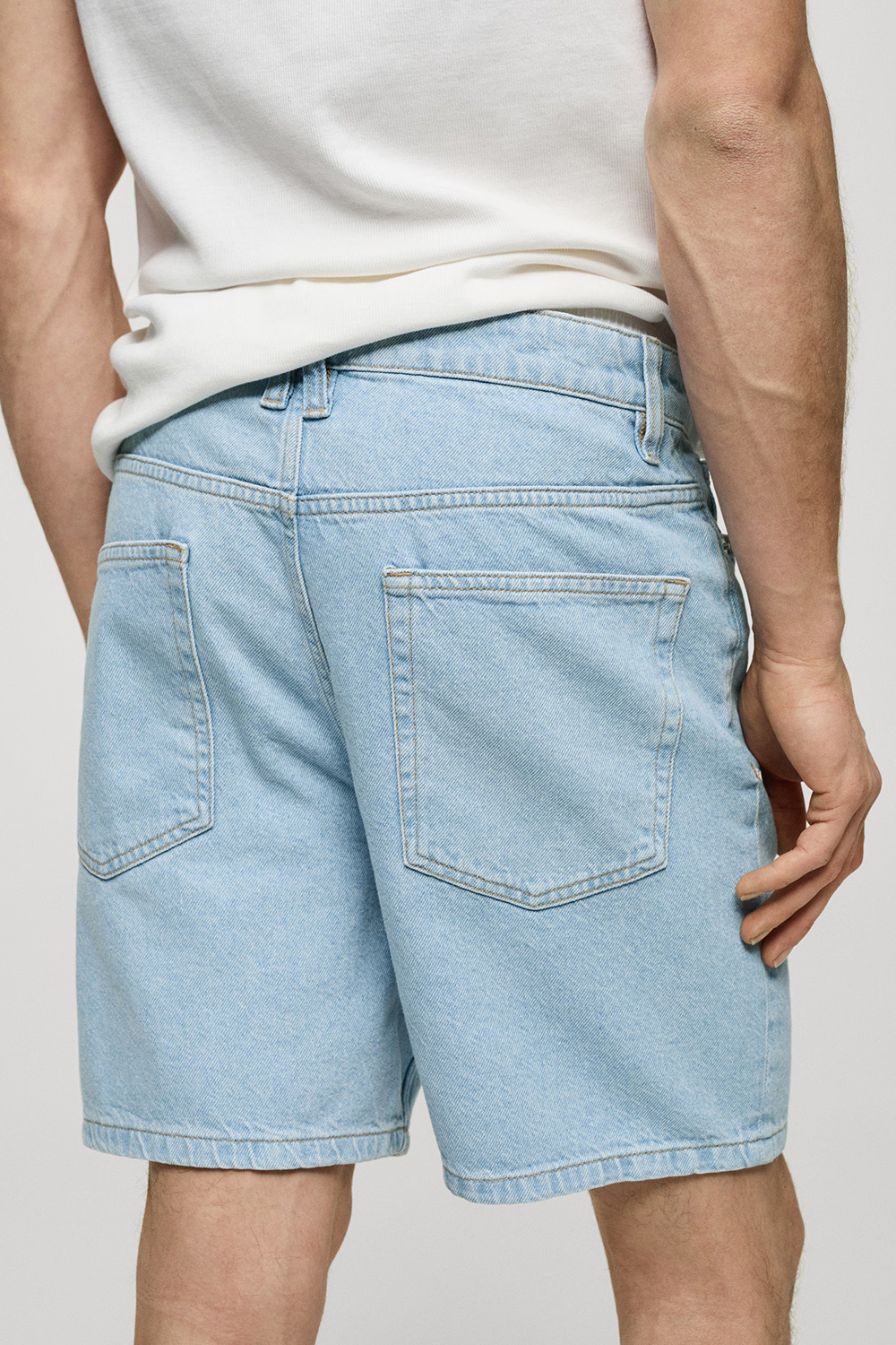 Non-Stretch Denim Bermuda Shorts