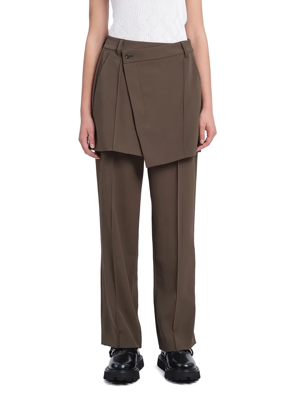 2 in 1 Brown Straight-Fit Pants