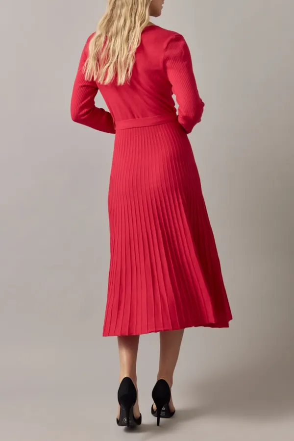 Eleanor Tie Waist Wrap Sweater Midi Dress