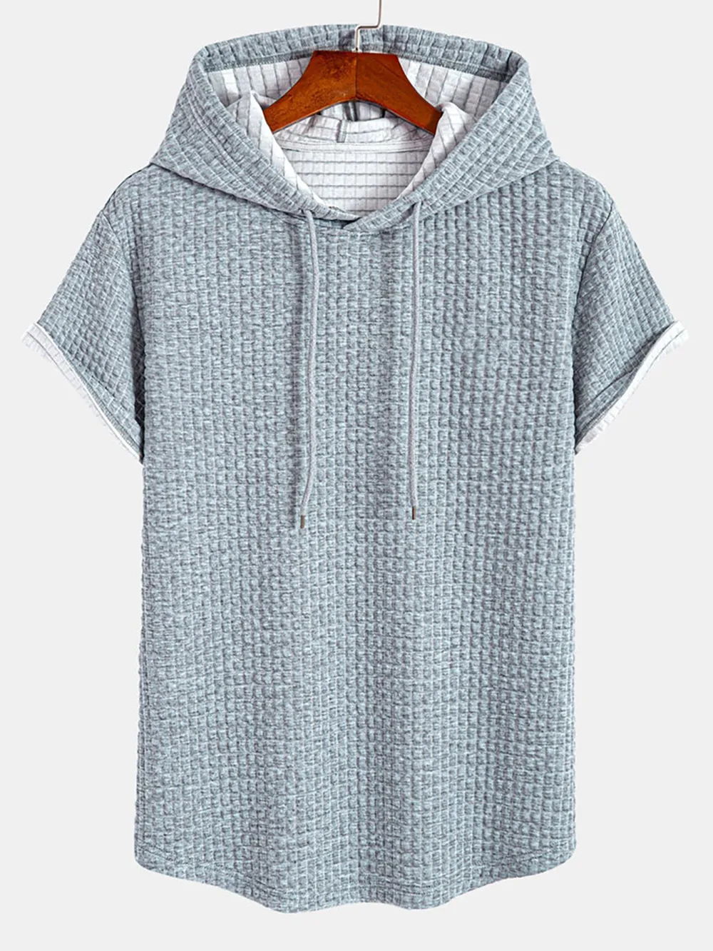 Waffle Hooded Arc Hem T-Shirt