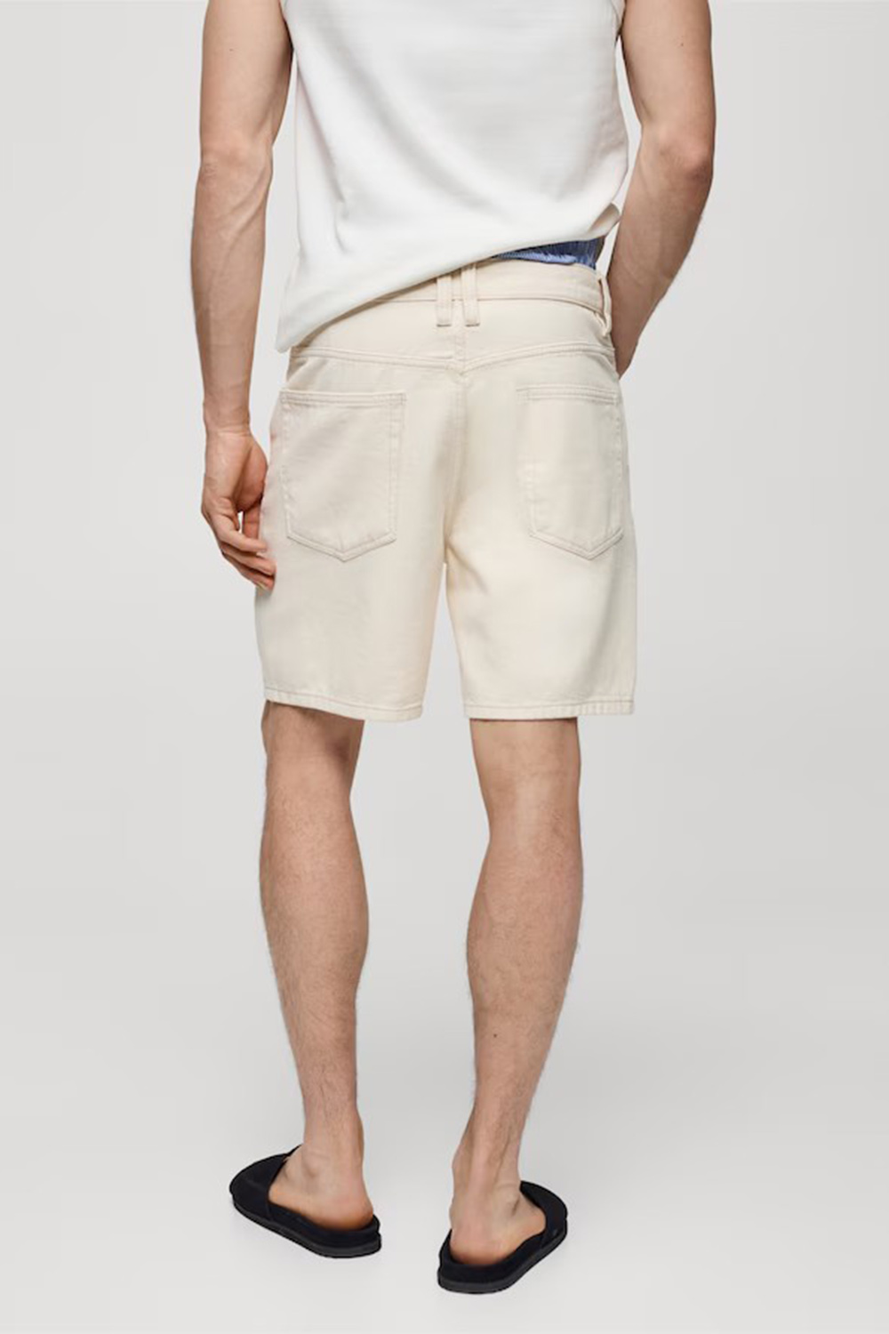 Non-Stretch Denim Bermuda Shorts