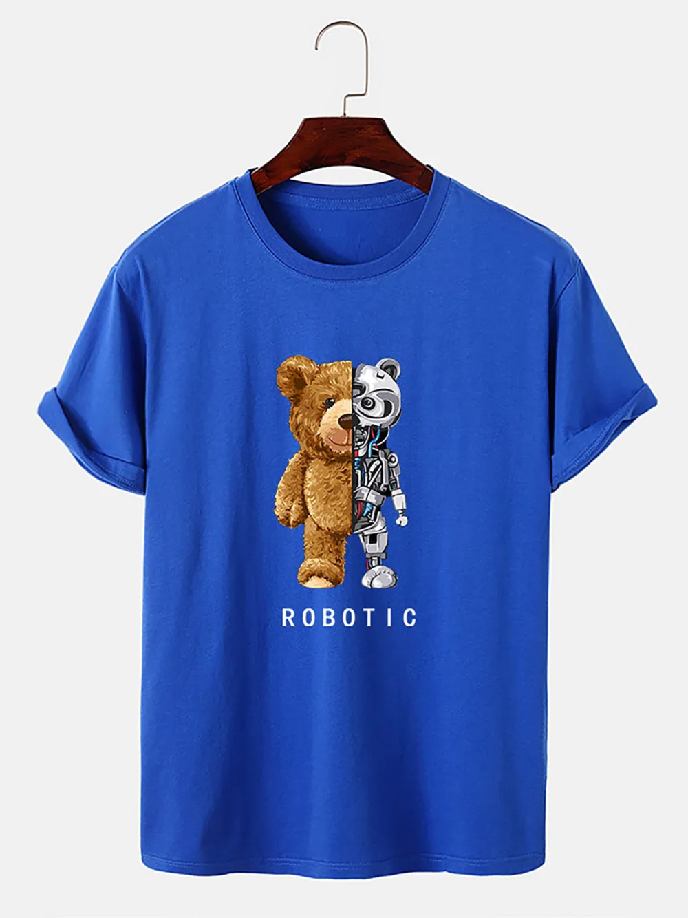 Robot Bear Funny Graphic Cotton T-Shirts