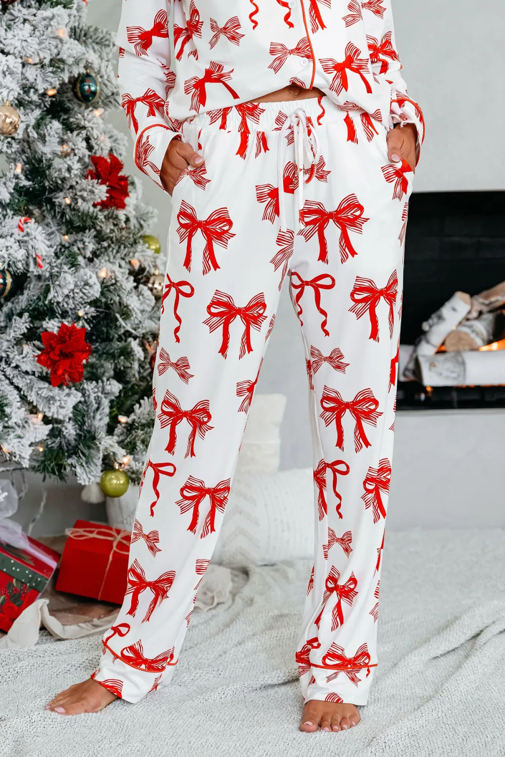 Buttery Soft Red Bow Print Pajama Set