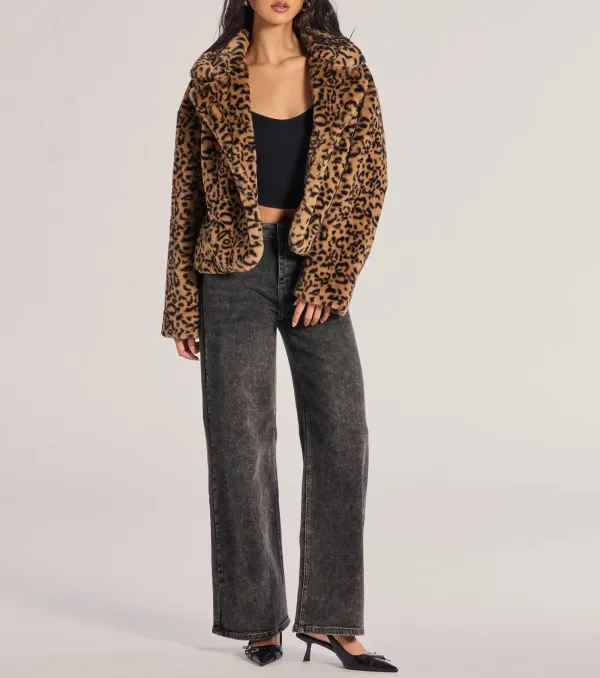 Luxe Glam Leopard Print Faux Fur Jacket