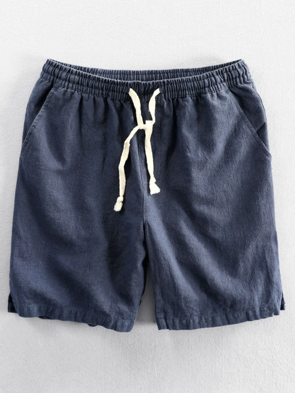 Linen Cotton Blend Drawstring Shorts