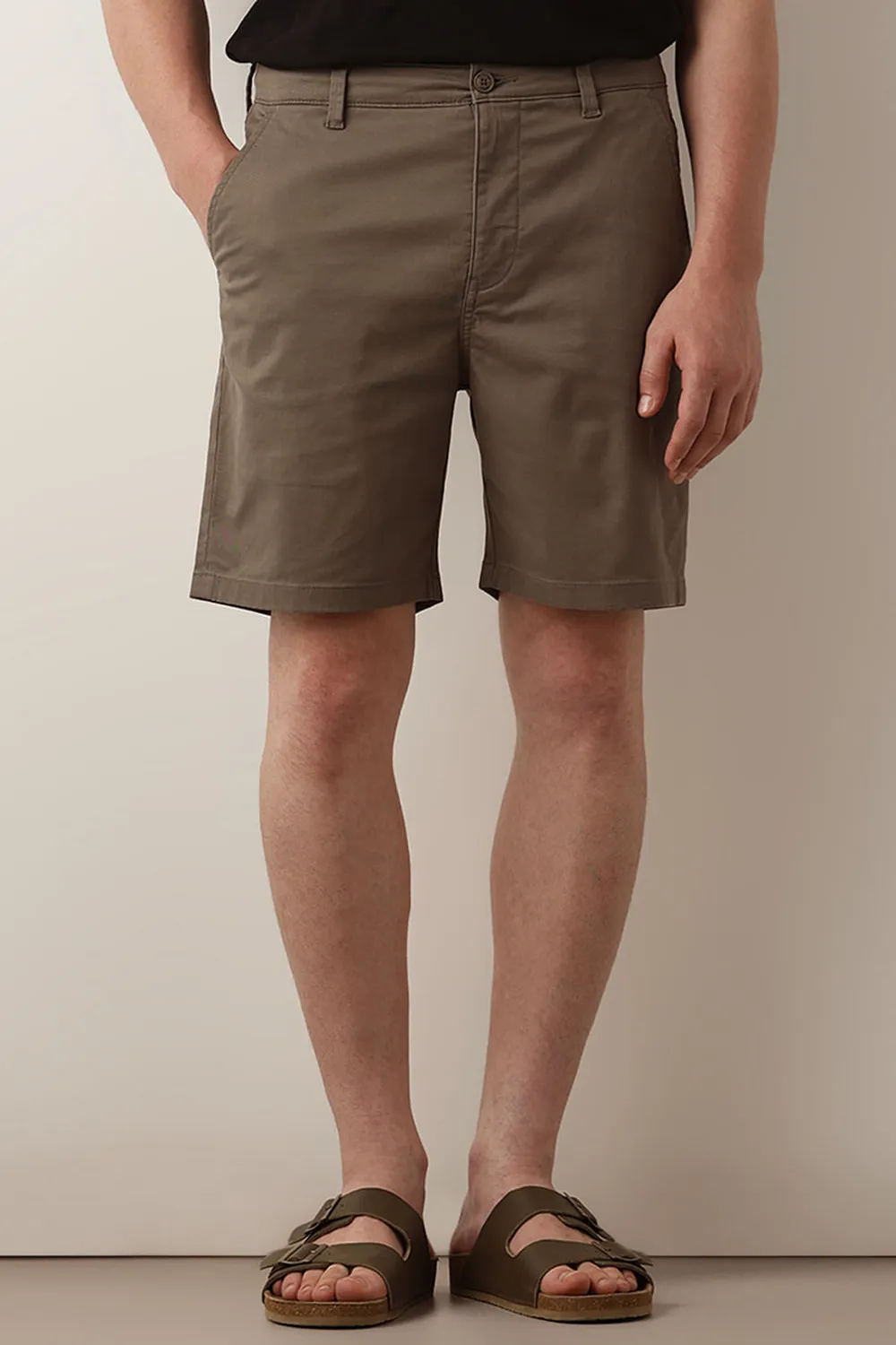 Olive Mid Rise Chino Shorts