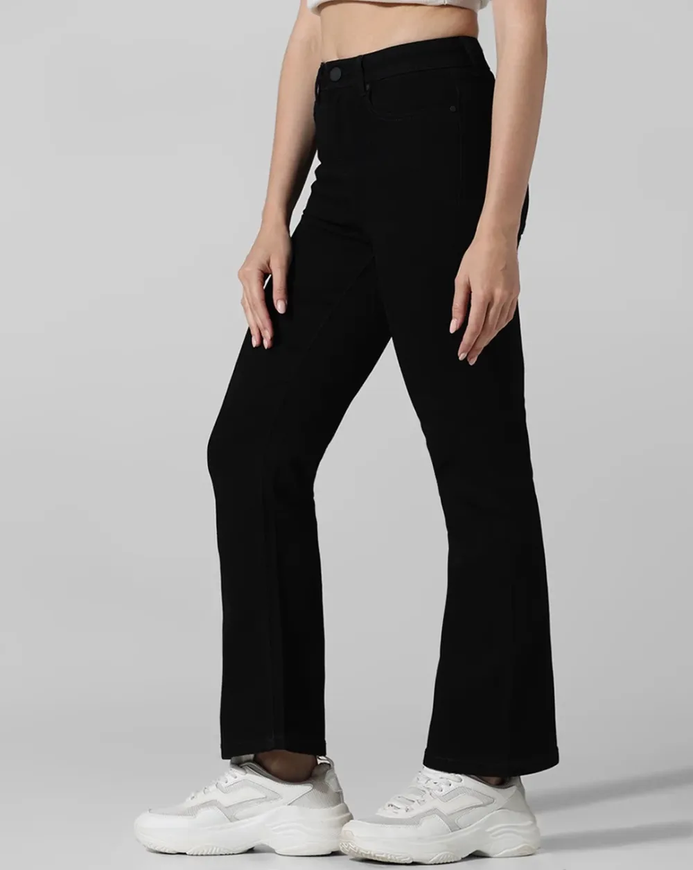 Black High Rise Flared Jeans