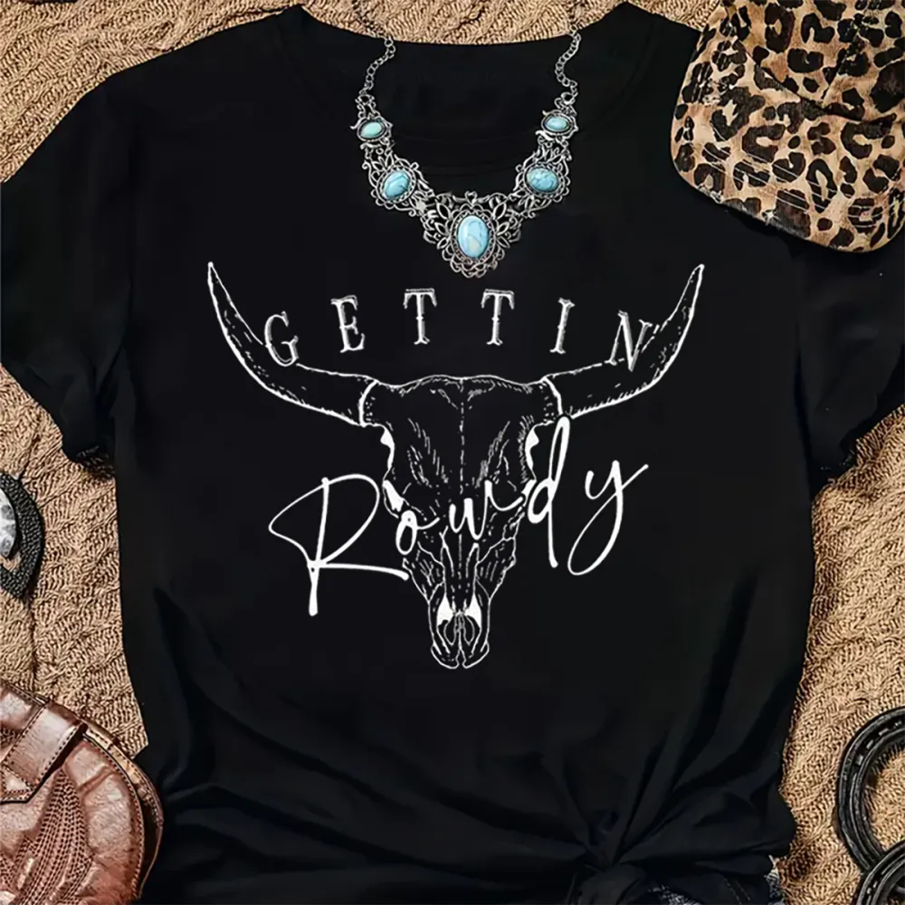 Gettin Rowdy Western Pattern T-shirt