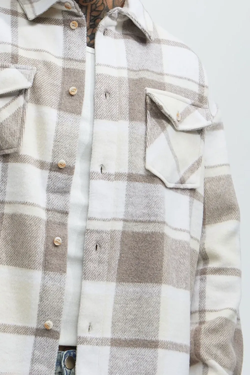 Wanted Plaid Shacket - Brown