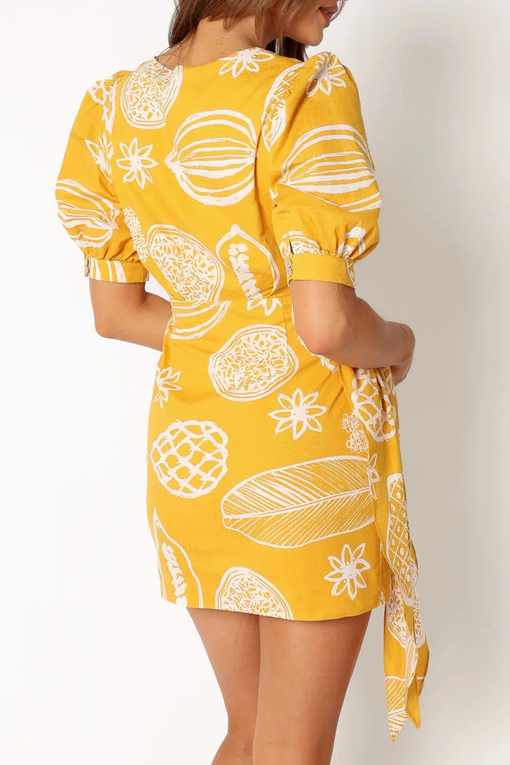 SILAS WRAP MINI DRESS - YELLOW