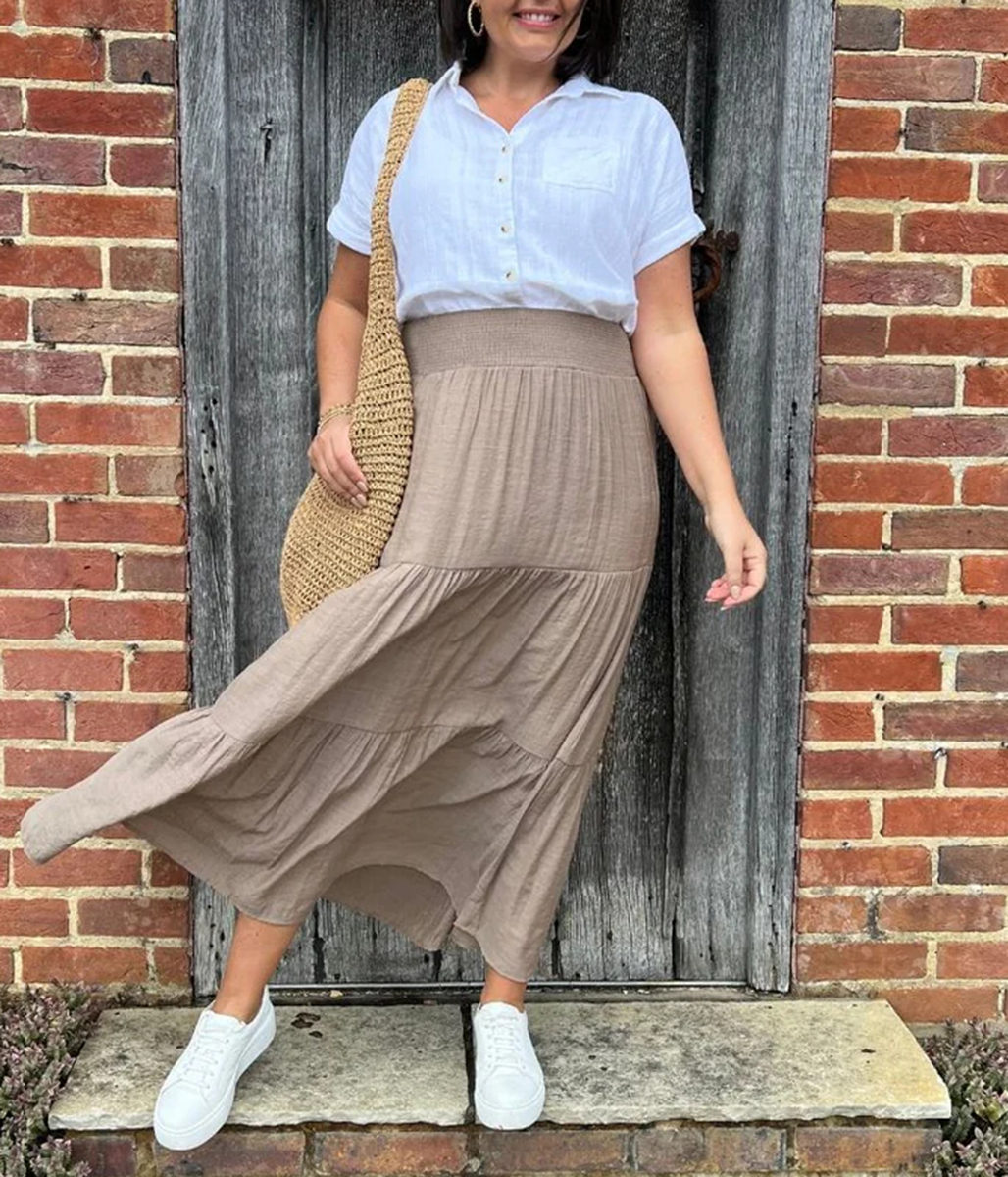 Mocha Tiered Maxi Skirt