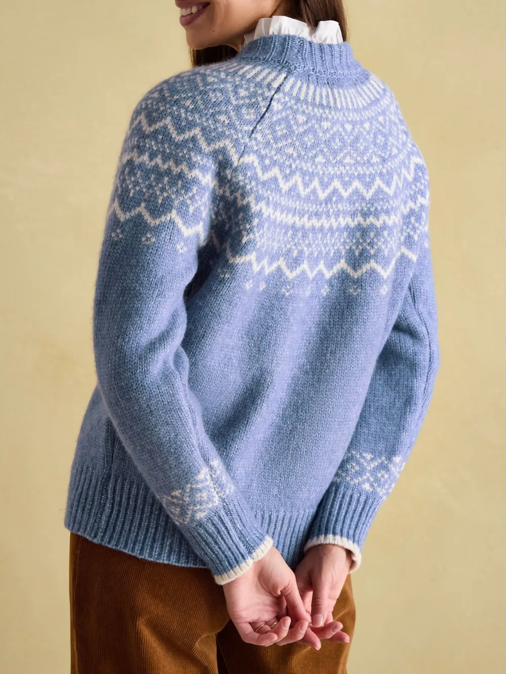 Charlotte Cream Crew Neck Fairisle Pattern Jumper