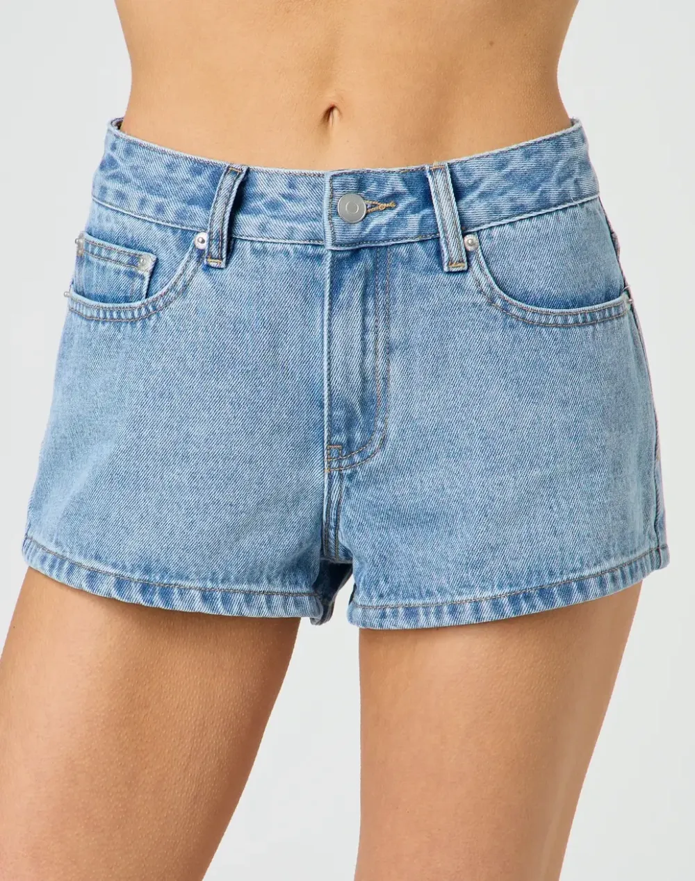 Mid Rise Denim Mini Short