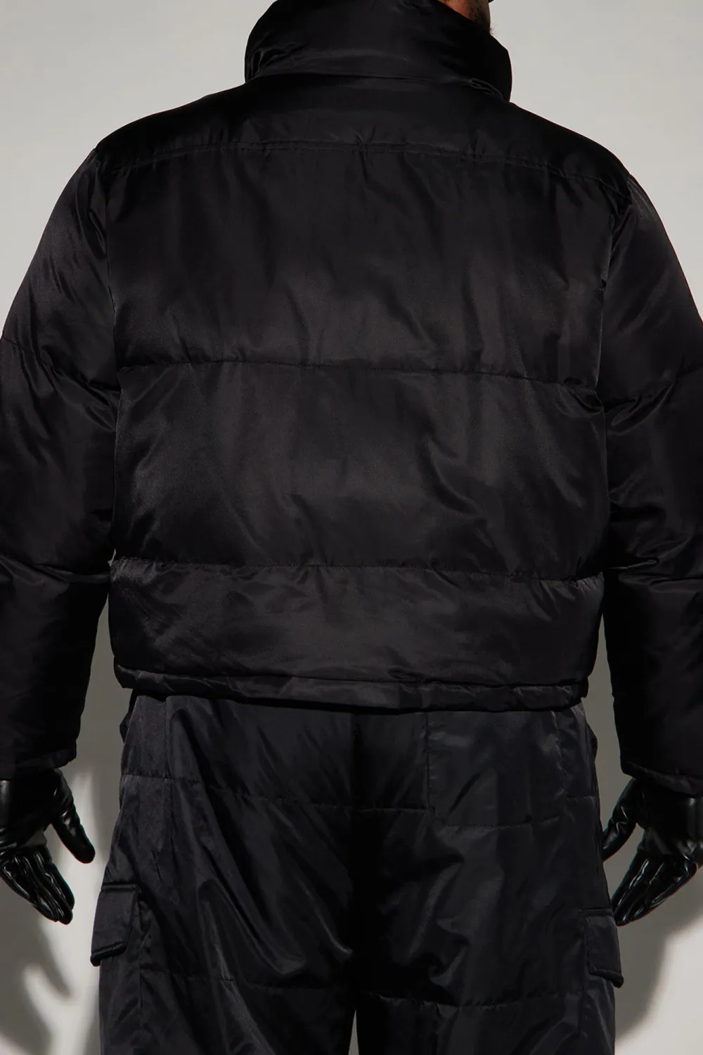 Ride With Me Nylon Cropped Puffer - Black