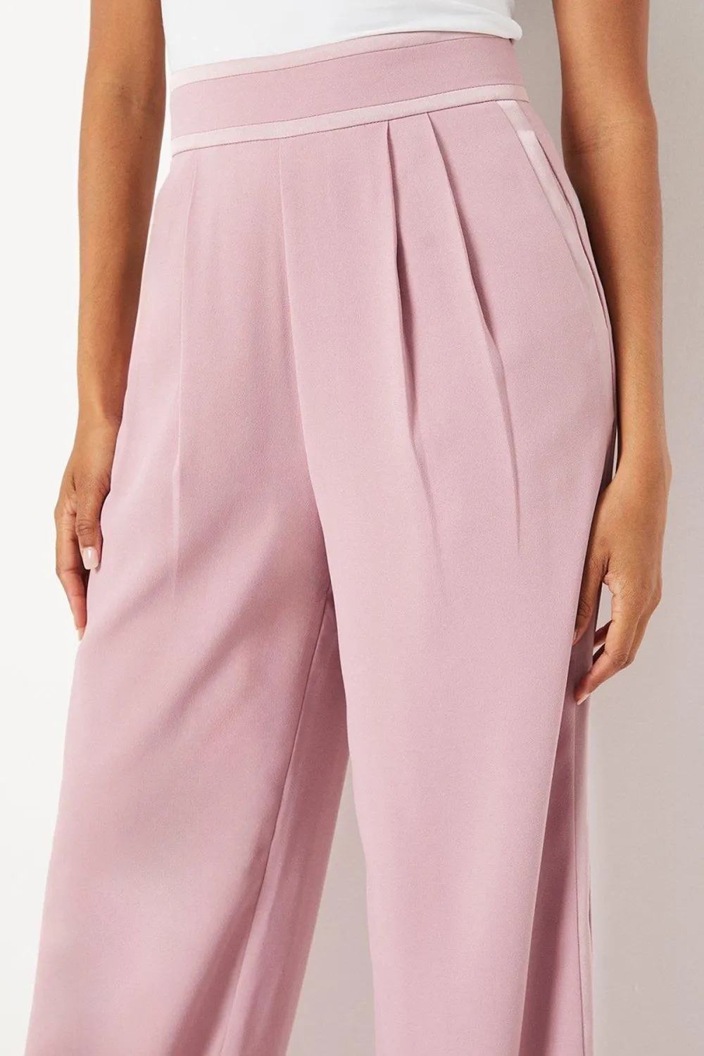 Satin Trim Drape Trousers