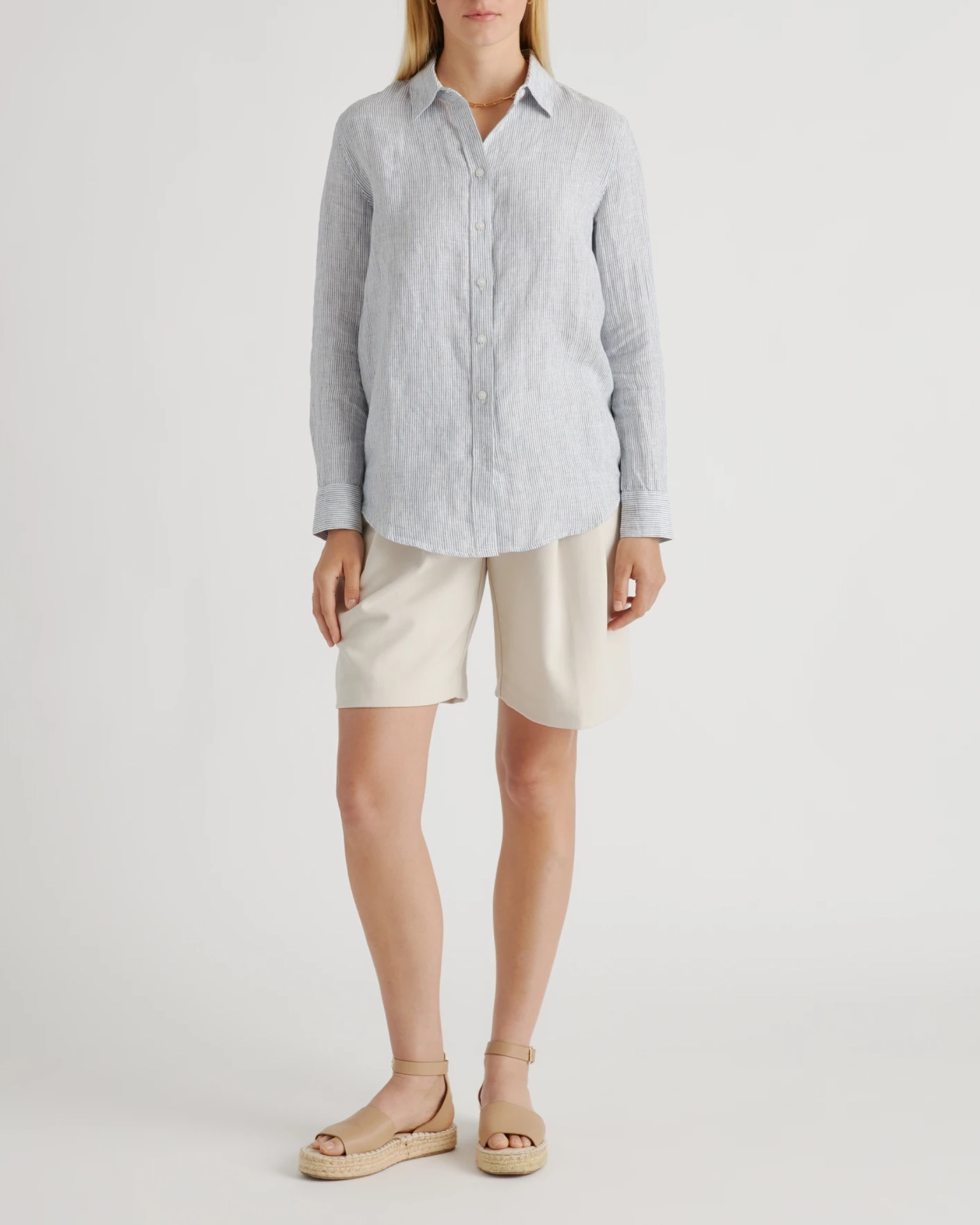 Slight Stretch 100% European Linen Long Sleeve Shirt