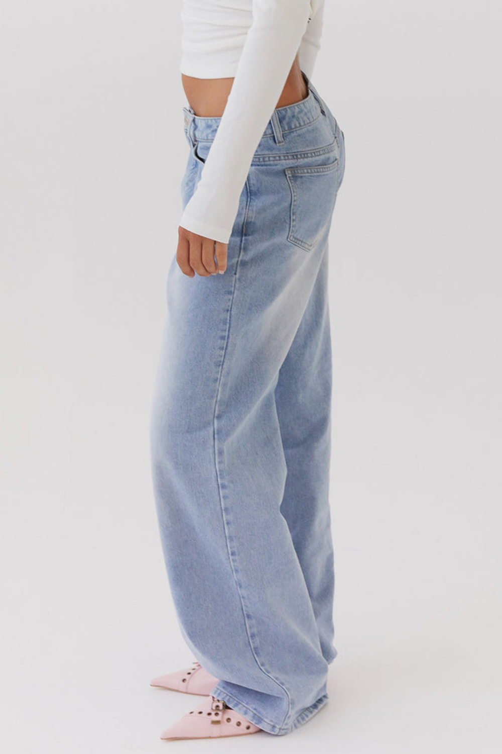 Keanna Low Rise Denim Jeans - Washed Denim