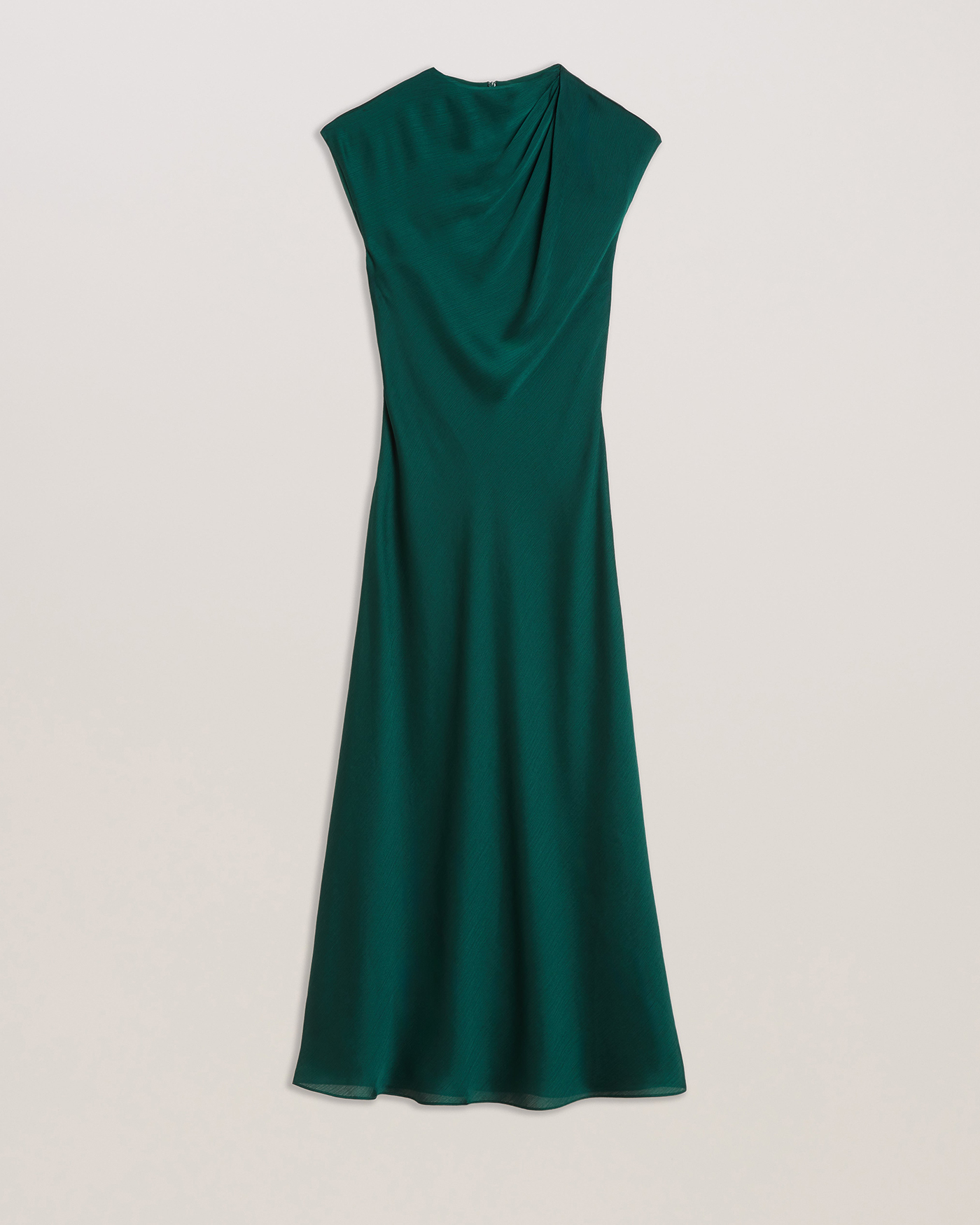 Rimini Draped Neck Detail Midi Dress Dk-Green