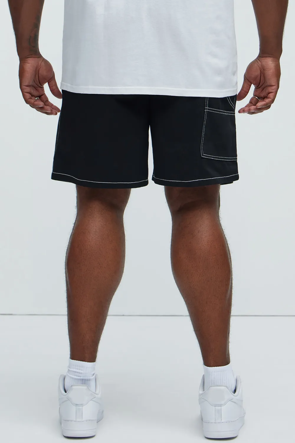 Eli Contrast Relaxed Denim Shorts - Black