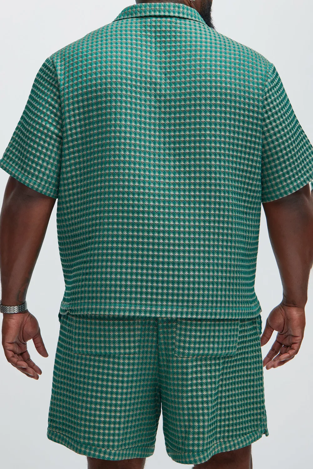 Dimensional Textured Button Up Shirt - Greencombo