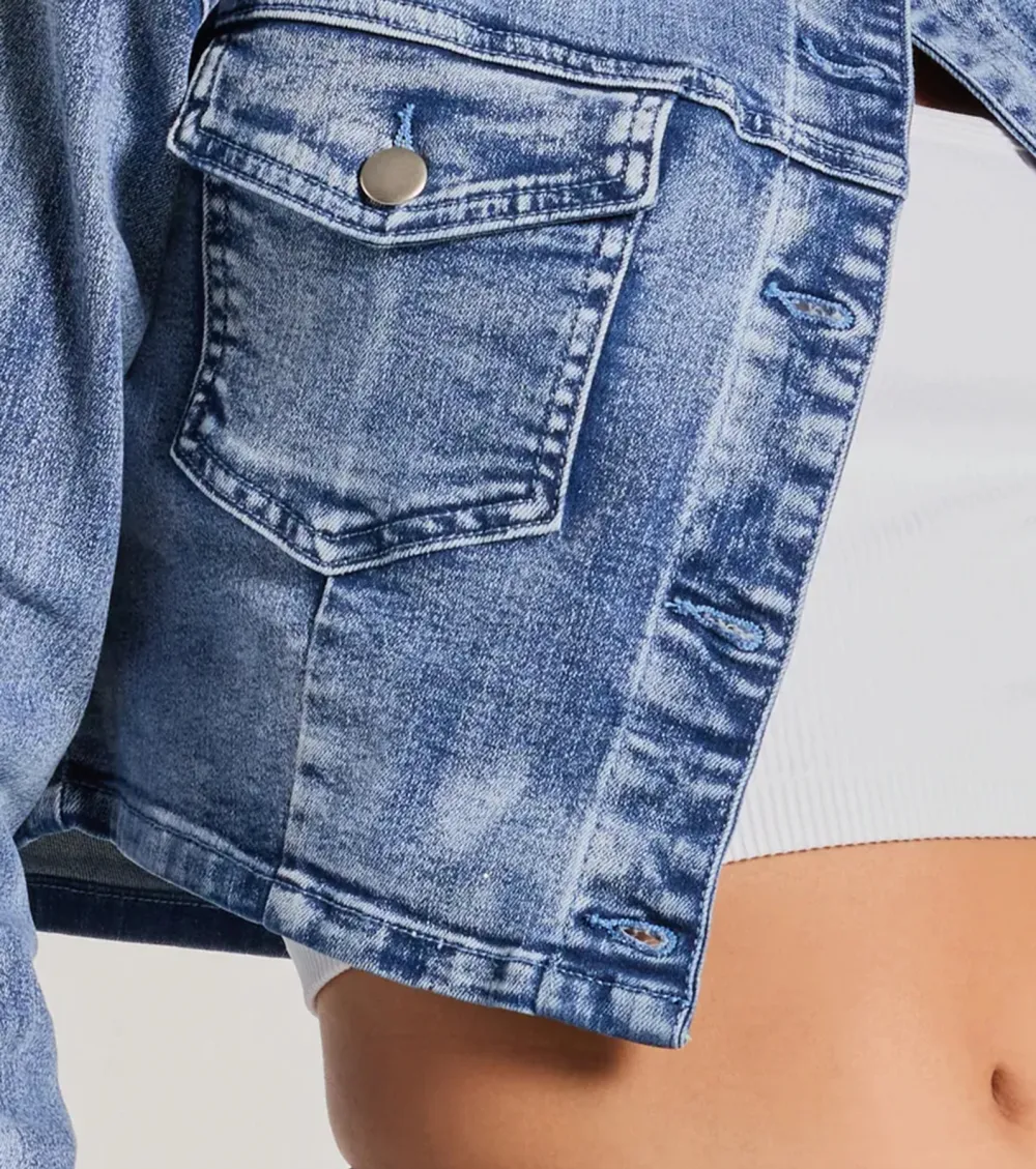 Trendy Classic Cropped Denim Jacket