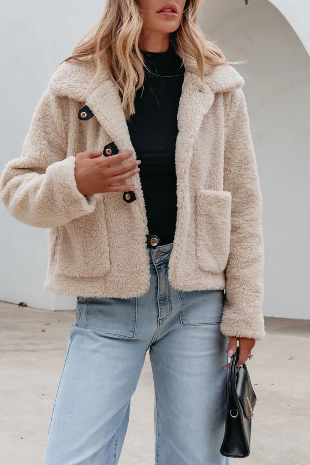 Cream Sherpa Button Up Jacket