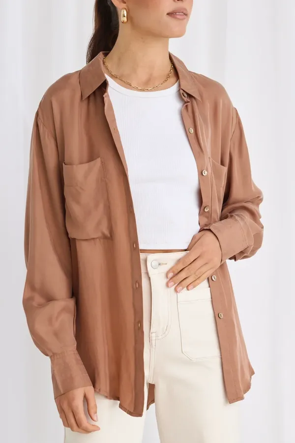 Tidal Mocha Luxury Blend Oversized Shirt