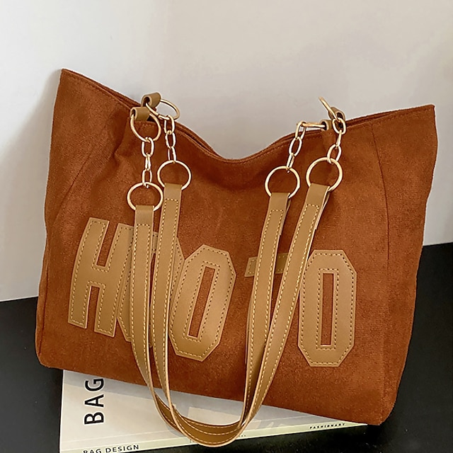 Women's Tote Shoulder Bag Bucket Bag PU Leather Outdoor Daily Holiday Zipper Large Capacity Lightweight Durable Solid Color Letter dark brown Black Brown
