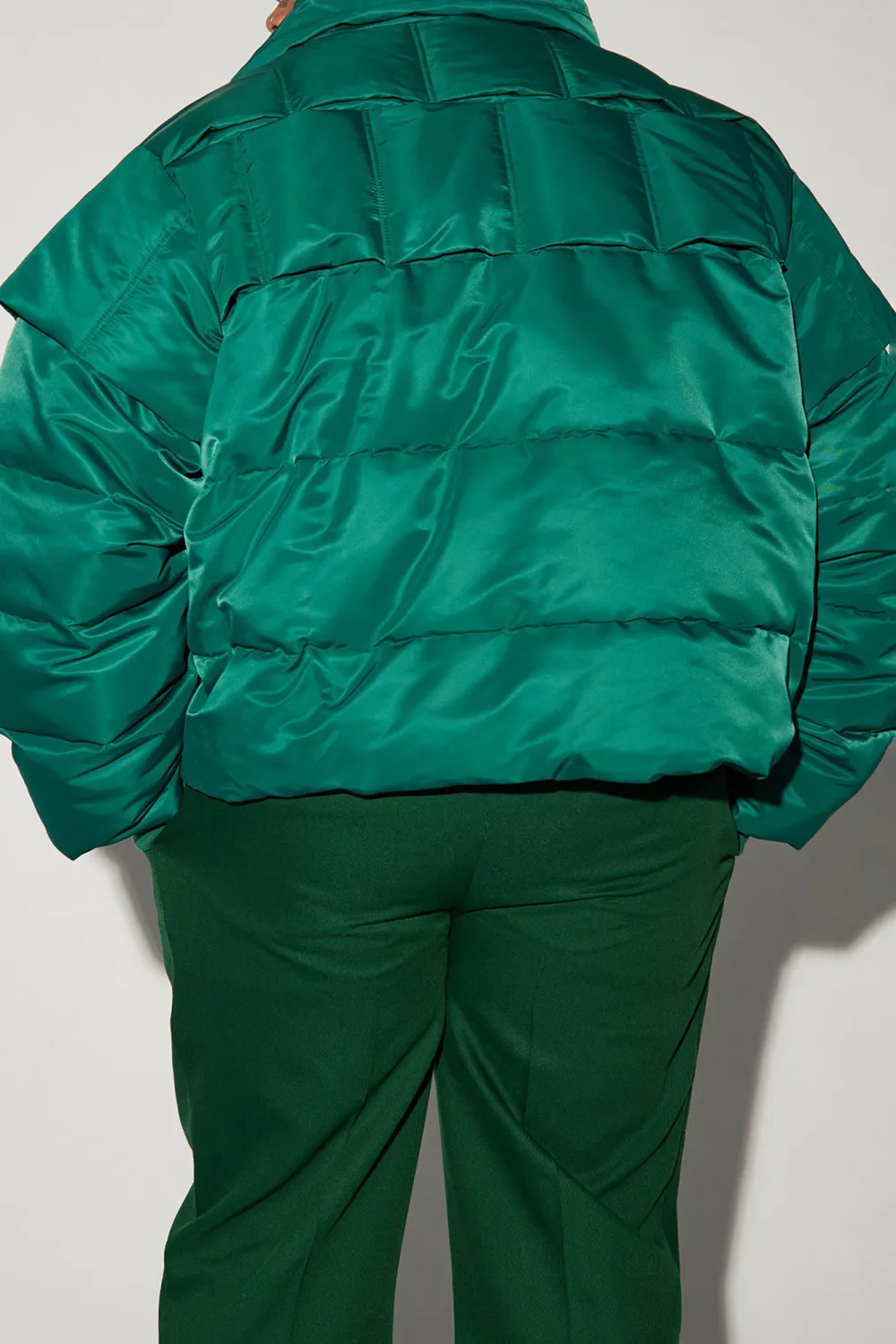 Enjoy Life Nylon Puffer Jacket - Green