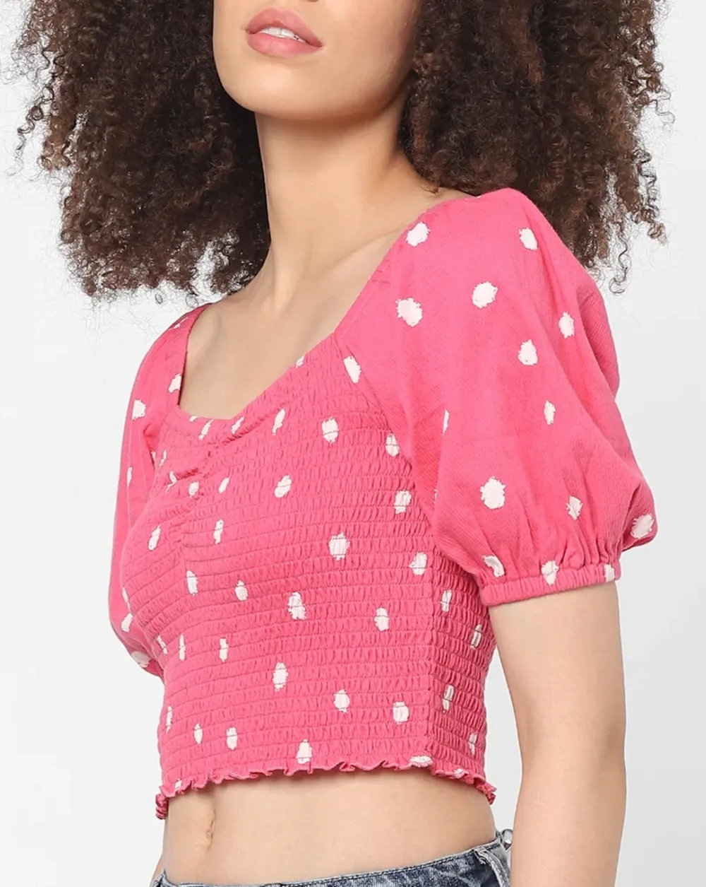 Pink Printed Crop Top