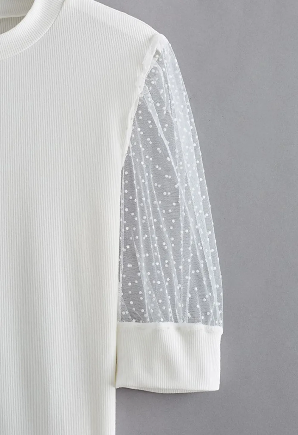 LOCK DOTS ELBOW SLEEVES RIBBED TOP IN WHITE