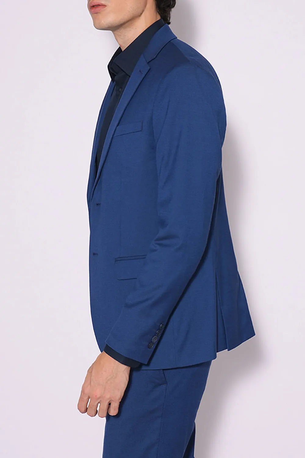 Dark Blue Structured Suit-Set Blazer