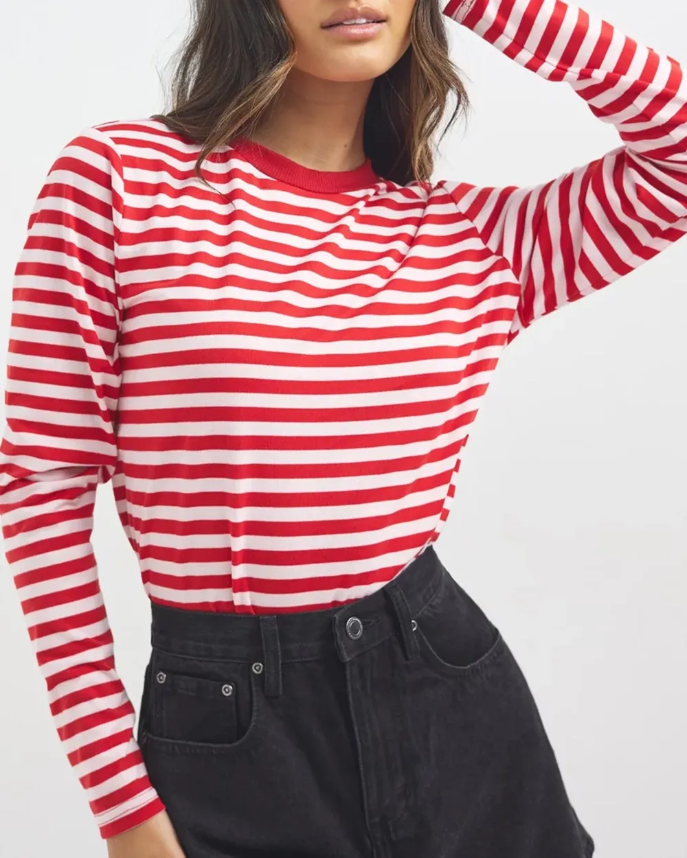 Melrose Long Sleeve Stripe Boyfriend Tee