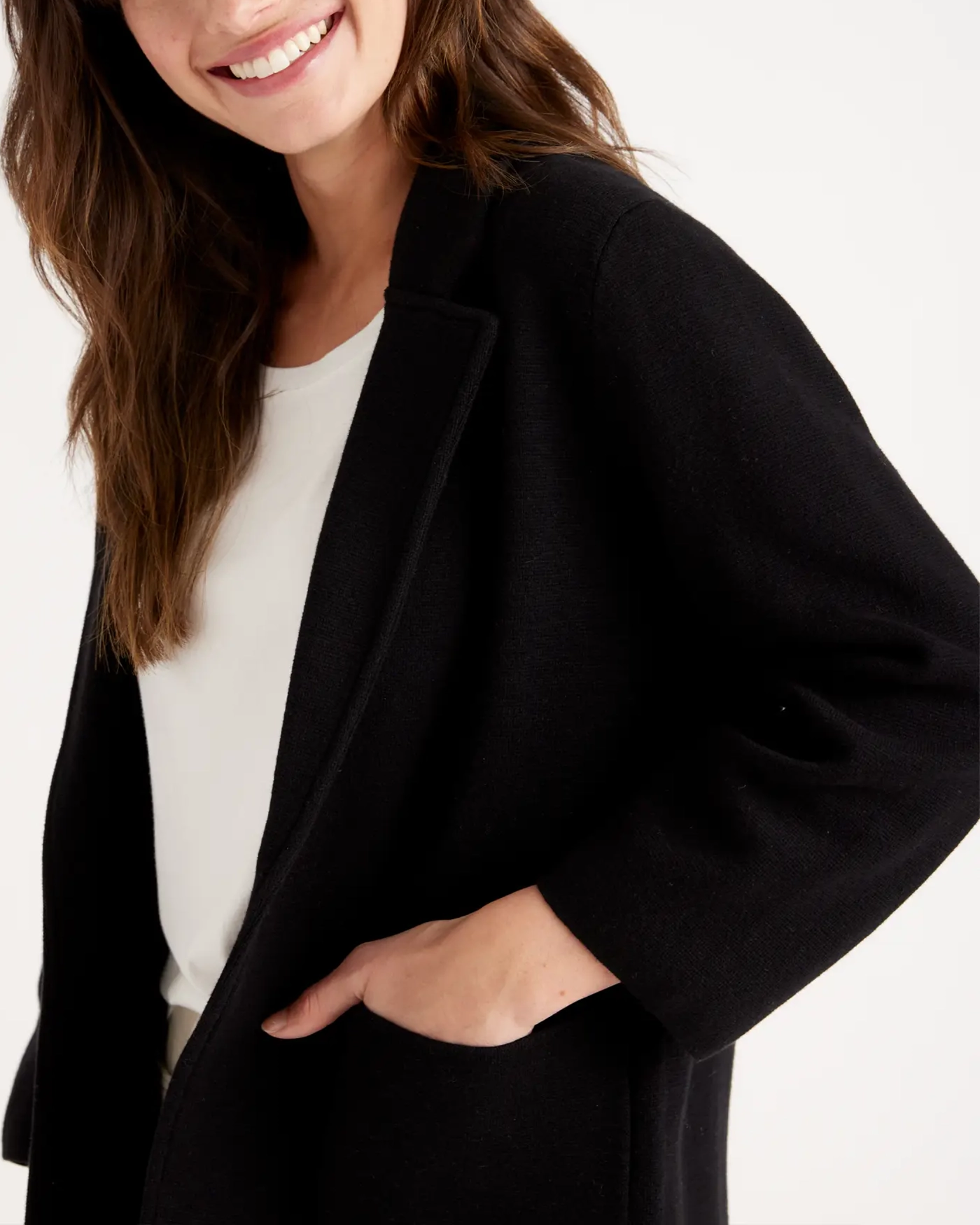 Black Cotton Knit Blazer