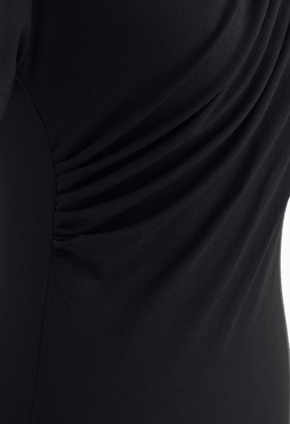 RUCHED FRONT T-SHIRT IN BLACK