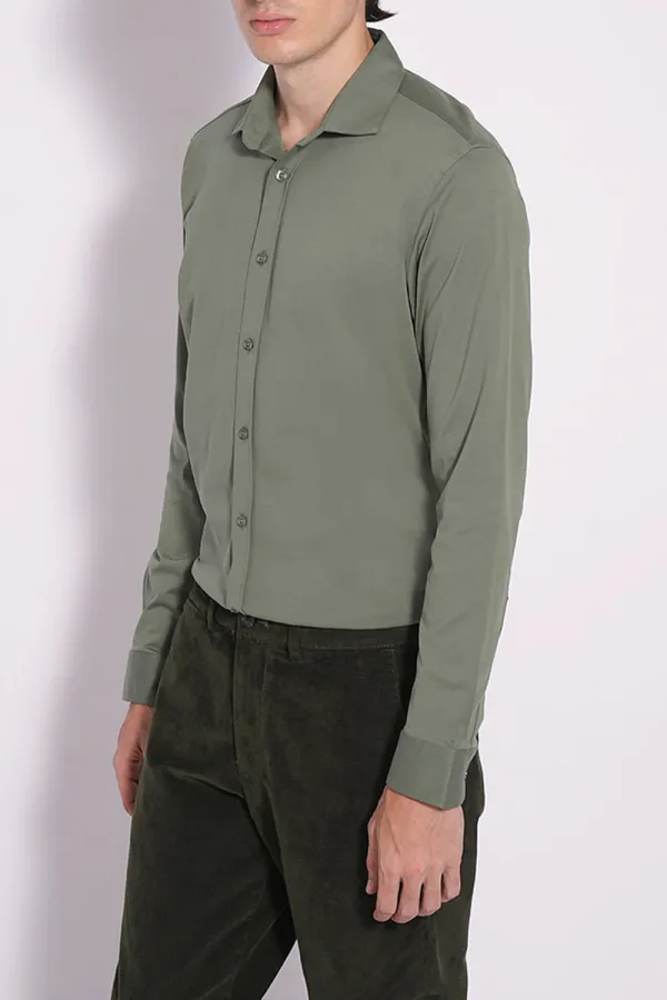 Green Cotton Knitted Shirt