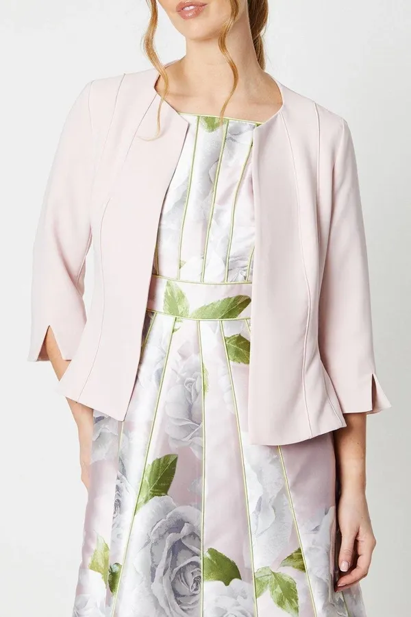 Crepe Tailored Jacket With Piped Seams