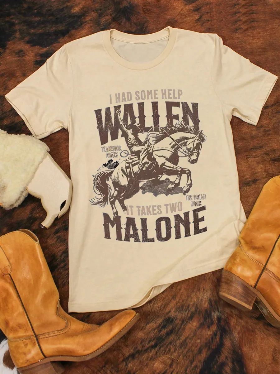 Wallen and Malone I Had Some Help slogan graphic T-shirt